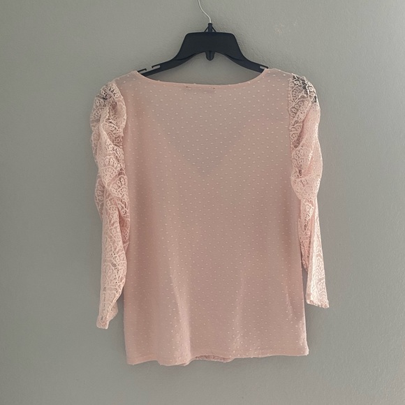 Belldini Pink SWISS-DOT TOP WITH LACE DETAIL - Picture 4 of 6
